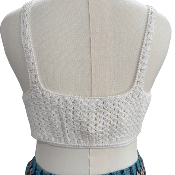 Crochet Bralette Crop Top Boho Festival Cottagecore Lined Cotton NWT Medium Chic - Picture 8 of 10